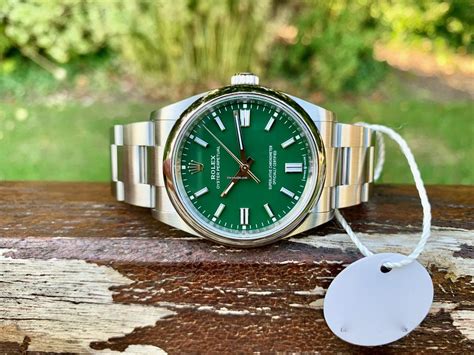 rolex oyster green price|Rolex Oyster perpetual 36mm green.